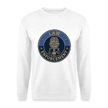 Vintage Law Enforcement Star Patrol Abzeichen-Deckel - Unisex Pullover - Weiß - Vorne - Alina (178cm) & Michal (187cm)