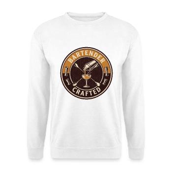 Vintage-Barkeeper-Cocktailshaker-Speakeasy-Top - Unisex Pullover - Weiß - Vorne - Alina (178cm) & Michal (187cm)