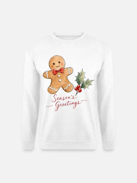 Lebkuchenmann mit Schleife - Unisex Pullover - Weiß