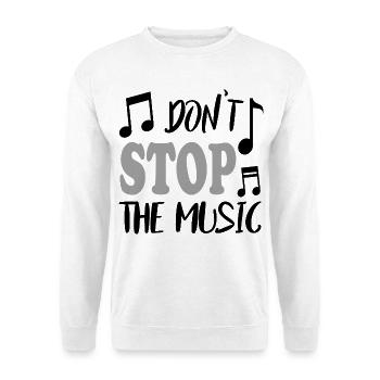 Dont stop the Music Sprüche DJ Noten Dancefloor - Unisex Pullover - Weiß - Vorne - Alina (178cm) & Michal (187cm)