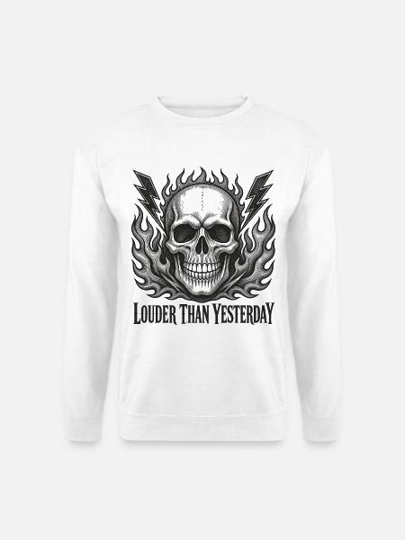 Brennender Schädel und Blitz - Unisex Pullover - Weiß