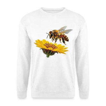 Honigbiene Biene - Unisex Pullover - Weiß - Vorne - Alina (178cm) & Michal (187cm)