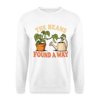 Die Bohnen finden einen Weg - Unisex Pullover - Weiß - Vorne - Alina (178cm) & Michal (187cm)