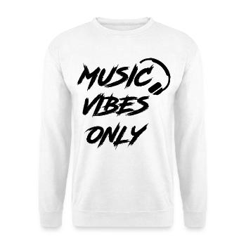 Music Vibes only Sprüche DJ Dance Retro Grunge Fun - Unisex Pullover - Weiß - Vorne - Alina (178cm) & Michal (187cm)
