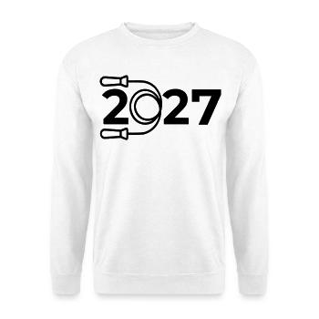 Mehr Sport treiben 2027 - Unisex Pullover - Weiß - Vorne - Alina (178cm) & Michal (187cm)