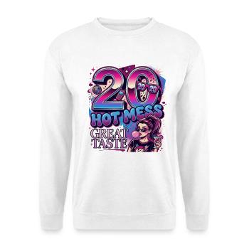 Hot Mess Great Taste 20. Geburtstag Damen - Unisex Pullover - Weiß - Vorne - Alina (178cm) & Michal (187cm)
