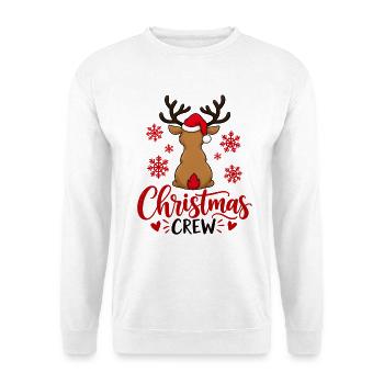 Christmas Crew Rentier – Weihnachten  - Unisex Pullover - Weiß - Vorne - Alina (178cm) & Michal (187cm)