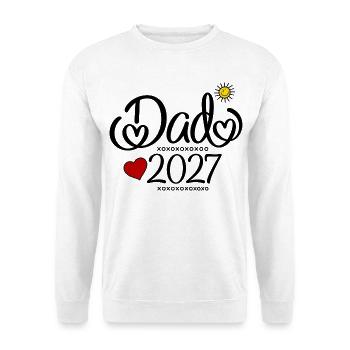 Dad 2027 - Geschenk für Väter - Unisex Pullover - Weiß - Vorne - Alina (178cm) & Michal (187cm)