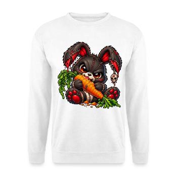 Gothic Hase mit Karotte – Dark Kawaii Bunny - Unisex Pullover - Weiß - Vorne - Alina (178cm) & Michal (187cm)
