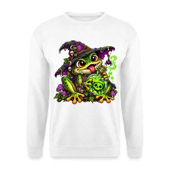 Froschhexe mit Zaubertrank – Gothic Fantasy - Unisex Pullover - Weiß - Vorne - Alina (178cm) & Michal (187cm)