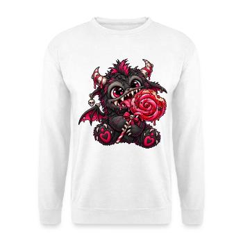 Gothic Monster mit Lutscher – Dark Kawaii - Unisex Pullover - Weiß - Vorne - Alina (178cm) & Michal (187cm)