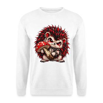Gothic Punk Igel mit Pilz – Süßer Grusel - Unisex Pullover - Weiß - Vorne - Alina (178cm) & Michal (187cm)