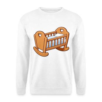 Süße Babywiege mit Herzchen – niedliches Babymotiv - Unisex Pullover - Weiß - Vorne - Alina (178cm) & Michal (187cm)