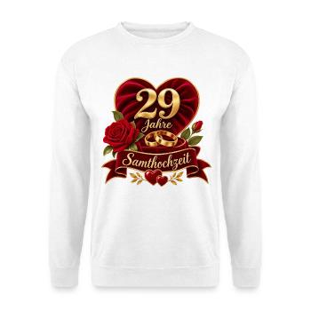 29.Hochzeitstag , 29 Jahre  , Samthochzeit - Unisex Pullover - Weiß - Vorne - Alina (178cm) & Michal (187cm)