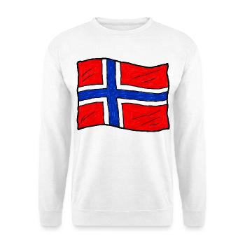 Handgezeichnete Norwegenflagge - Unisex Pullover - Weiß - Vorne - Alina (178cm) & Michal (187cm)