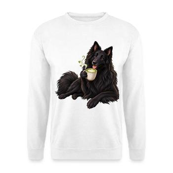 Groenendael mit Matcha Latte - Unisex Pullover - Weiß - Vorne - Alina (178cm) & Michal (187cm)