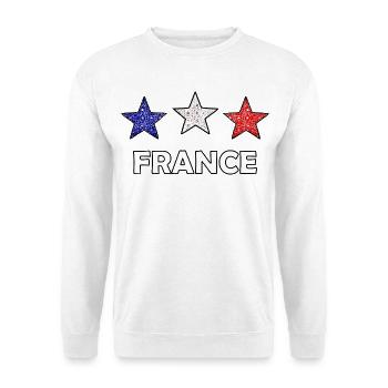 Glitzer Sterne Frankreich Flagge - Unisex Pullover - Weiß - Vorne - Alina (178cm) & Michal (187cm)