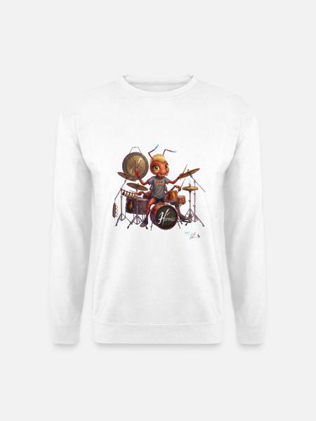 Ameise MALÚ am Schlagzeug | prima Drummer Geschenk - Unisex Pullover - Weiß