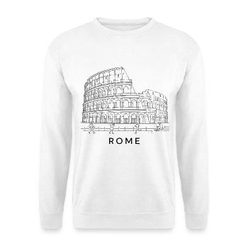 Linienkunst des Romer Kolosseums - Unisex Pullover - Weiß - Vorne - Alina (178cm) & Michal (187cm)