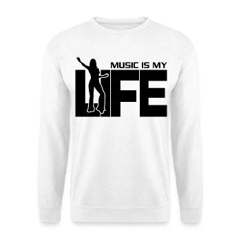 Music is my Life Frau Dance I Love Music Woman - Unisex Pullover - Weiß - Vorne - Alina (178cm) & Michal (187cm)