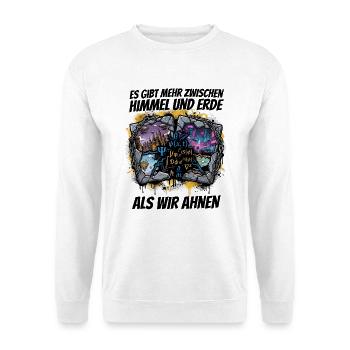 Weltenbruch: Formeln, Neonstädte - Unisex Pullover - Weiß - Vorne - Alina (178cm) & Michal (187cm)