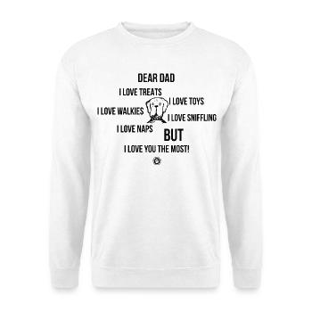 Dear Dog Dad Hundebesitzer Geschenk - Unisex Pullover - Weiß - Vorne - Alina (178cm) & Michal (187cm)