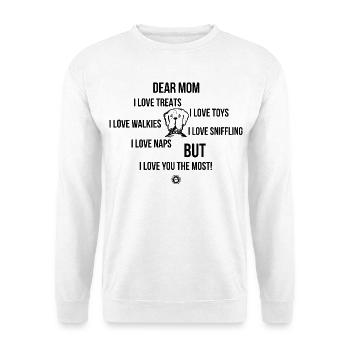 Dear Dog Mom Hundebesitzer Geschenk - Unisex Pullover - Weiß - Vorne - Alina (178cm) & Michal (187cm)