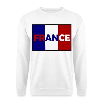 Französische Flagge Typo-Design - Unisex Pullover - Weiß - Vorne - Alina (178cm) & Michal (187cm)