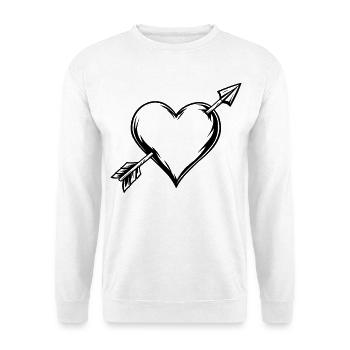 Herz mit Pfeil - Unisex Pullover - Weiß - Vorne - Alina (178cm) & Michal (187cm)