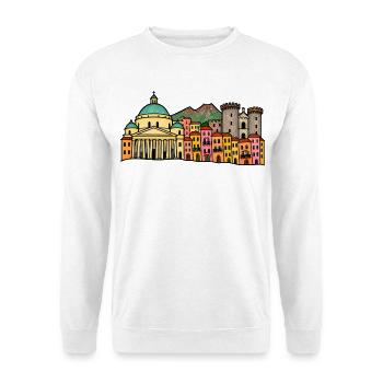 Handgezeichnete Skyline von Neapel - Unisex Pullover - Weiß - Vorne - Alina (178cm) & Michal (187cm)