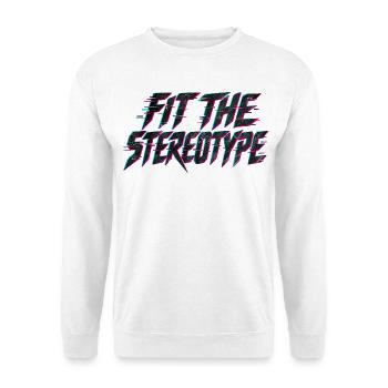 Passe zum Stereotyp Glitch Cyber Retro Zitatkunst - Unisex Pullover - Weiß - Vorne - Alina (178cm) & Michal (187cm)