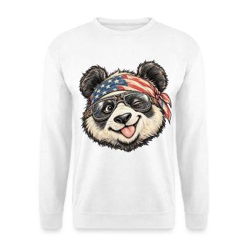 Cool Panda Biker Bandana Motorrad Tierkunst - Unisex Pullover - Weiß - Vorne - Alina (178cm) & Michal (187cm)