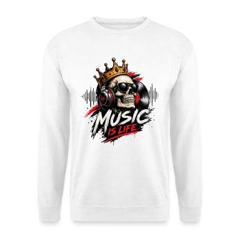 Totenkopfkronen-Musik ist Leben - Unisex Pullover - Weiß - Vorne - Alina (178cm) & Michal (187cm)