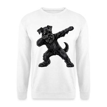 Dabbing-Riesenschnauzer - Unisex Pullover - Weiß - Vorne - Alina (178cm) & Michal (187cm)
