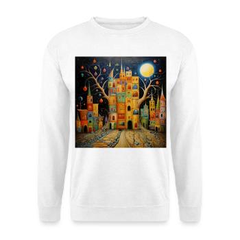 Baumstadt des Lichts - Unisex Pullover - Weiß - Vorne - Alina (178cm) & Michal (187cm)