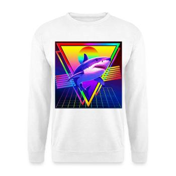 RETRO HAI-VAPORWAVE - Unisex Pullover - Weiß - Vorne - Alina (178cm) & Michal (187cm)