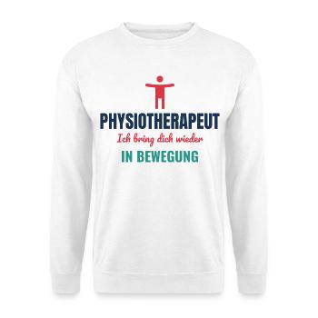 Physiotherapeut – Ich bring dich in Bewegung - Unisex Pullover - Weiß - Vorne - Alina (178cm) & Michal (187cm)