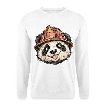 Lustiger Panda-Feuerwehrhelm Panda-Liebhaber-Humor - Unisex Pullover - Weiß - Vorne - Alina (178cm) & Michal (187cm)