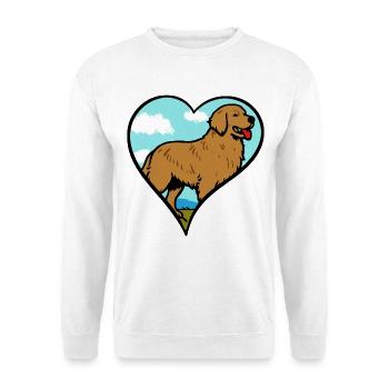 Golden Retriever Liebe Herz - Unisex Pullover - Weiß - Vorne - Alina (178cm) & Michal (187cm)