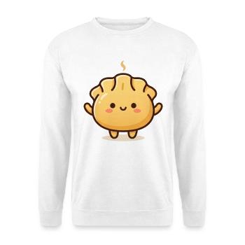Süßer Dumpling – Niedliche Kawaii Teigtasche - Unisex Pullover - Weiß - Vorne - Alina (178cm) & Michal (187cm)