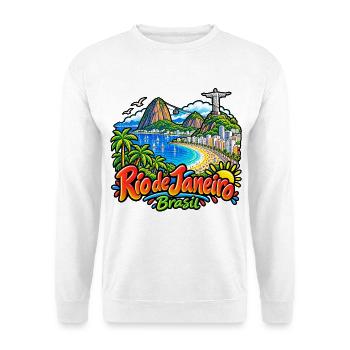 Rio de Janeiro Brasilien – Buntes Urlaubsmotiv - Unisex Pullover - Weiß - Vorne - Alina (178cm) & Michal (187cm)