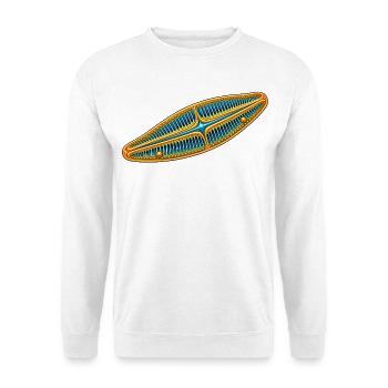 Kieselalge – Goldene Diatomee Mikroskopie - Unisex Pullover - Weiß - Vorne - Alina (178cm) & Michal (187cm)