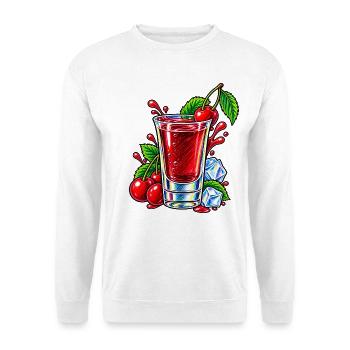 Kirsch Kurzer – Roter Shot mit Eis und Kirschen - Unisex Pullover - Weiß - Vorne - Alina (178cm) & Michal (187cm)