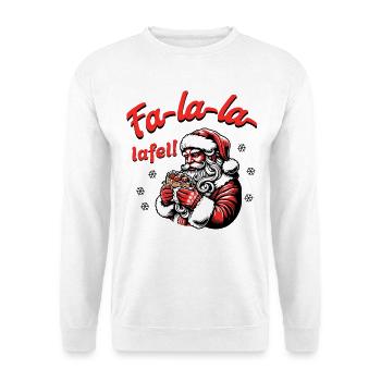 Fa La La Lafel Falafel Weihnachtsmann Lustig - Unisex Pullover - Weiß - Vorne - Alina (178cm) & Michal (187cm)