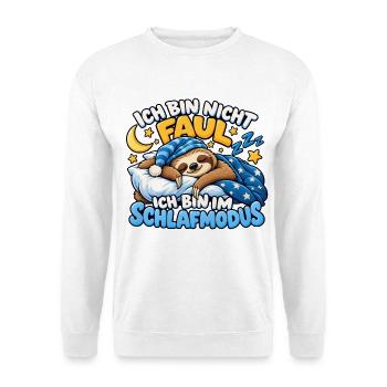 Faultier im Schlafmodus - Unisex Pullover - Weiß - Vorne - Alina (178cm) & Michal (187cm)