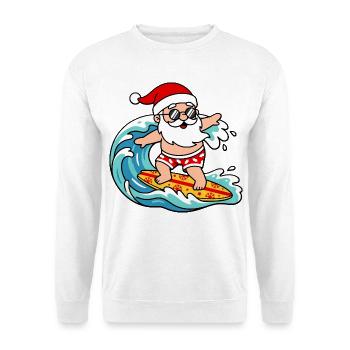 Niedliche Kawaii Surfing Santa Weihnachten im Juli - Unisex Pullover - Weiß - Vorne - Alina (178cm) & Michal (187cm)