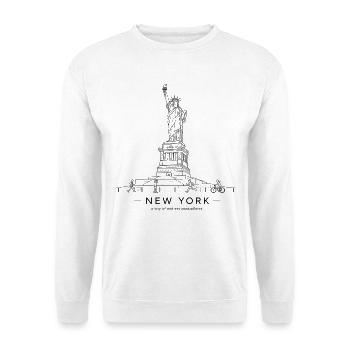 Statue of Liberty New York Line Kunst - Unisex Pullover - Weiß - Vorne - Alina (178cm) & Michal (187cm)