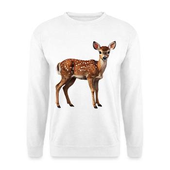 Rehkitz Rehbock - Unisex Pullover - Weiß - Vorne - Alina (178cm) & Michal (187cm)