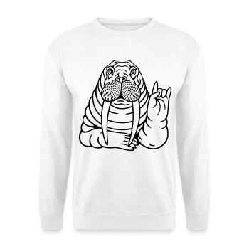 Rocker Walross - Unisex Pullover - Weiß - Vorne