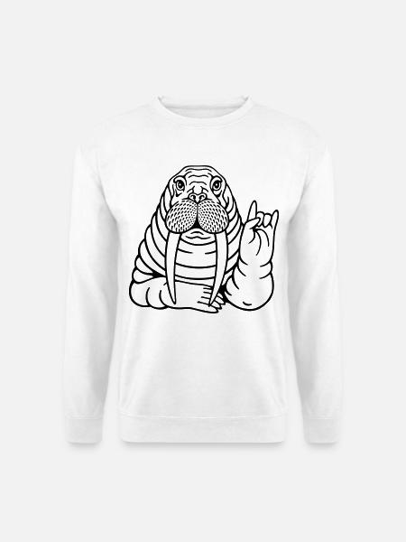 Rocker Walross - Unisex Pullover - Weiß